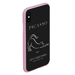 Чехол iPhone XS Max матовый Кот на черном - Пабло Пикассо, цвет: 3D-розовый — фото 2