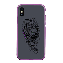 Чехол iPhone XS Max матовый One Piece - Roronoa Zoro, цвет: 3D-фиолетовый