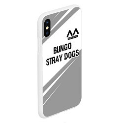 Чехол iPhone XS Max матовый Bungo Stray Dogs glitch на светлом фоне: символ св, цвет: 3D-белый — фото 2