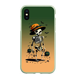 Чехол iPhone XS Max матовый Funny skeleton - halloween - neural network