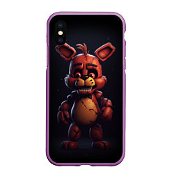 Чехол iPhone XS Max матовый Маленький Фредди, цвет: 3D-фиолетовый