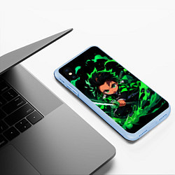 Чехол iPhone XS Max матовый Танджиро Комадо - чибби арт, цвет: 3D-голубой — фото 2