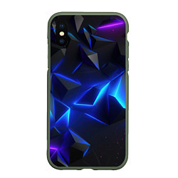 Чехол iPhone XS Max матовый Blue dark neon, цвет: 3D-темно-зеленый