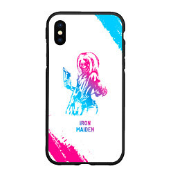 Чехол iPhone XS Max матовый Iron Maiden neon gradient style, цвет: 3D-черный