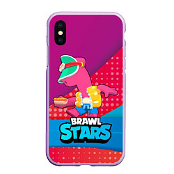 Чехол iPhone XS Max матовый Brawl Stars Doug, цвет: 3D-сиреневый