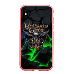 Чехол iPhone XS Max матовый Baldurs Gate 3 black blue neon