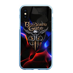 Чехол iPhone XS Max матовый Baldurs Gate 3 blue red fire, цвет: 3D-голубой