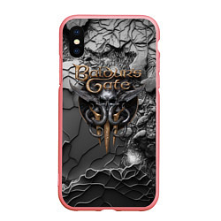 Чехол iPhone XS Max матовый Baldurs Gate 3 logo dark