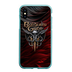 Чехол iPhone XS Max матовый Baldurs Gate 3 logo dark red black