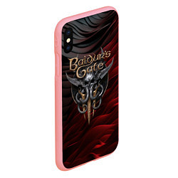Чехол iPhone XS Max матовый Baldurs Gate 3 logo dark red black, цвет: 3D-баблгам — фото 2