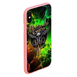 Чехол iPhone XS Max матовый Baldurs Gate 3 logo dark red green fire, цвет: 3D-баблгам — фото 2