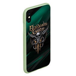 Чехол iPhone XS Max матовый Baldurs Gate 3 logo green geometry, цвет: 3D-салатовый — фото 2
