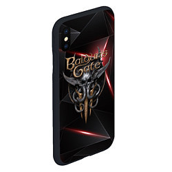 Чехол iPhone XS Max матовый Baldurs Gate 3 logo black red, цвет: 3D-черный — фото 2