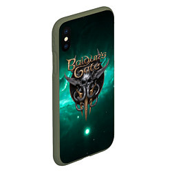 Чехол iPhone XS Max матовый Baldurs Gate 3 logo green, цвет: 3D-темно-зеленый — фото 2