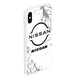 Чехол iPhone XS Max матовый Nissan speed на светлом фоне со следами шин, цвет: 3D-белый — фото 2