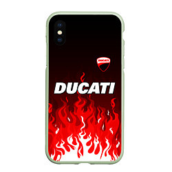 Чехол iPhone XS Max матовый Ducati- красное пламя