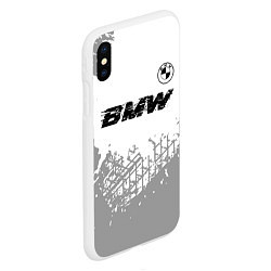 Чехол iPhone XS Max матовый BMW speed на светлом фоне со следами шин: символ с, цвет: 3D-белый — фото 2