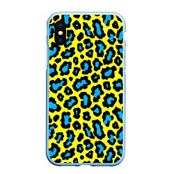 Чехол iPhone XS Max матовый Кислотный леопард паттерн, цвет: 3D-голубой