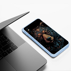 Чехол iPhone XS Max матовый Медведь из узоров, цвет: 3D-голубой — фото 2