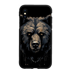 Чехол iPhone XS Max матовый Крупный медведь, цвет: 3D-черный