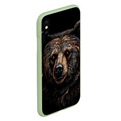 Чехол iPhone XS Max матовый Медведь крупный, цвет: 3D-салатовый — фото 2