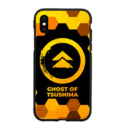 Чехол iPhone XS Max матовый Ghost of Tsushima - gold gradient, цвет: 3D-черный