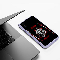 Чехол iPhone XS Max матовый Самурай и красные мечи, цвет: 3D-светло-сиреневый — фото 2