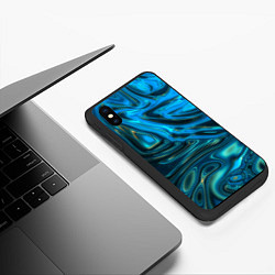 Чехол iPhone XS Max матовый Абстракция плазма сине-голубой, цвет: 3D-черный — фото 2