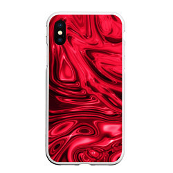 Чехол iPhone XS Max матовый Абстракция плазма красный