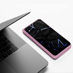 Чехол iPhone XS Max матовый Black texture neon line, цвет: 3D-розовый — фото 2