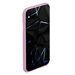 Чехол iPhone XS Max матовый Black texture neon line, цвет: 3D-розовый — фото 2