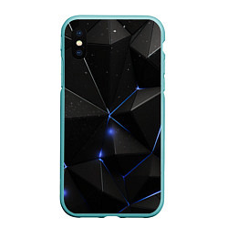 Чехол iPhone XS Max матовый Black geometry texture, цвет: 3D-мятный