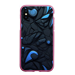 Чехол iPhone XS Max матовый Blue black abstract texture