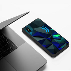 Чехол iPhone XS Max матовый Juventus blue abstract logo, цвет: 3D-черный — фото 2