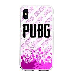 Чехол iPhone XS Max матовый PUBG pro gaming: символ сверху, цвет: 3D-белый