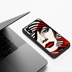 Чехол iPhone XS Max матовый Портрет девушки с красной помадой, цвет: 3D-черный — фото 2