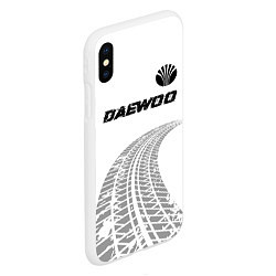 Чехол iPhone XS Max матовый Daewoo speed на светлом фоне со следами шин: симво, цвет: 3D-белый — фото 2