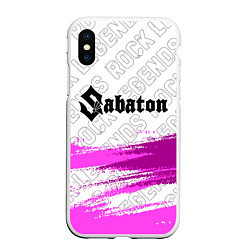 Чехол iPhone XS Max матовый Sabaton rock legends: символ сверху, цвет: 3D-белый