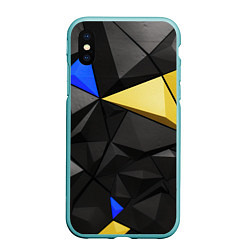 Чехол iPhone XS Max матовый Black yellow elements, цвет: 3D-мятный