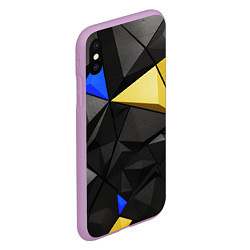 Чехол iPhone XS Max матовый Black yellow elements, цвет: 3D-сиреневый — фото 2