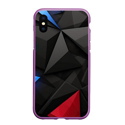 Чехол iPhone XS Max матовый Black blue red elements, цвет: 3D-фиолетовый