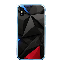 Чехол iPhone XS Max матовый Black blue red elements