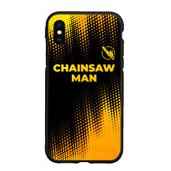 Чехол iPhone XS Max матовый Chainsaw Man - gold gradient: символ сверху, цвет: 3D-черный