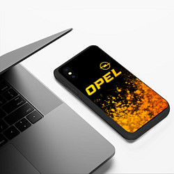 Чехол iPhone XS Max матовый Opel - gold gradient: символ сверху, цвет: 3D-черный — фото 2