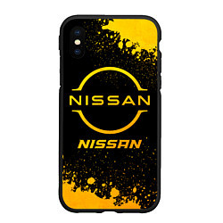 Чехол iPhone XS Max матовый Nissan - gold gradient, цвет: 3D-черный