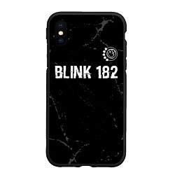 Чехол iPhone XS Max матовый Blink 182 glitch на темном фоне: символ сверху, цвет: 3D-черный