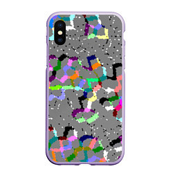 Чехол iPhone XS Max матовый Серая абстракция с цветными элементами