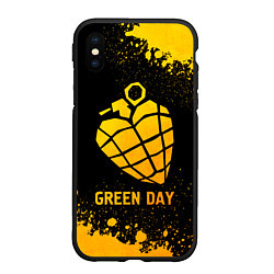 Чехол iPhone XS Max матовый Green Day - gold gradient, цвет: 3D-черный