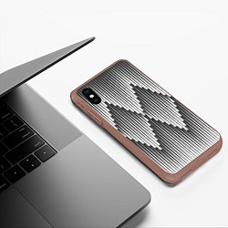 Чехол iPhone XS Max матовый Большие вдавленные ромбы, цвет: 3D-коричневый — фото 2