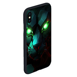 Чехол iPhone XS Max матовый Cat cyberpunk, цвет: 3D-черный — фото 2